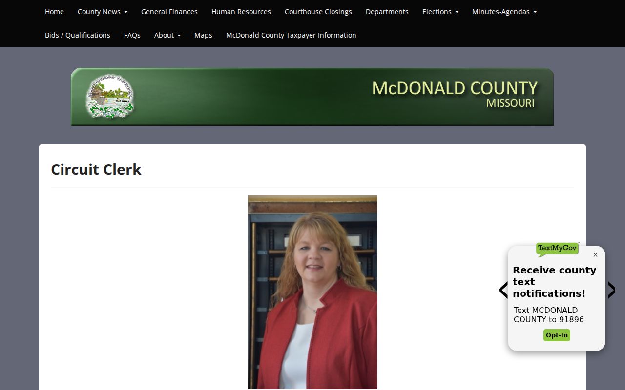 McDonald County court case records at the Circuit Clerk courthouse
