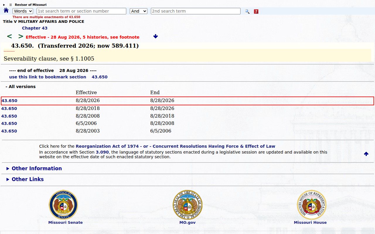 McDonald County sex offender registry public access law in Missouri